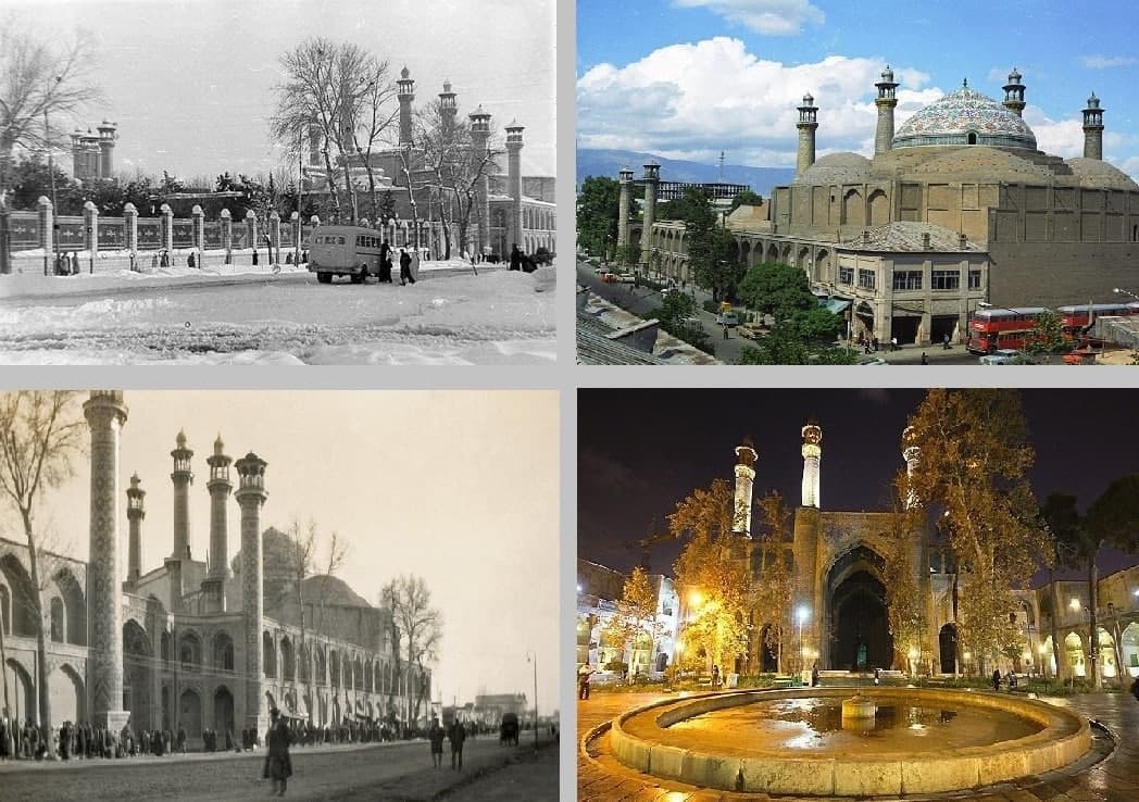 دور نمایی از مسجد و مدرسه عالی شهید مطهری با قدمتی 150 ساله به عنوان شاهکاری از تجلی هنر قدمت و معماری در جهان